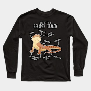 Bearded Dragon Lizard Reptile Anatomy Long Sleeve T-Shirt